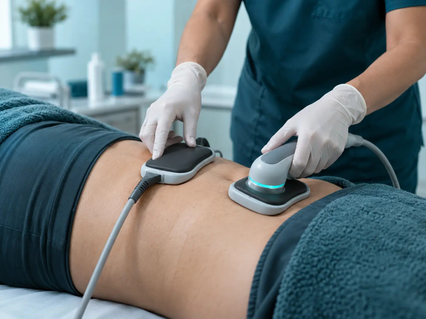 Aplicación de tecnología de campo eléctrico sobre la zona lumbar